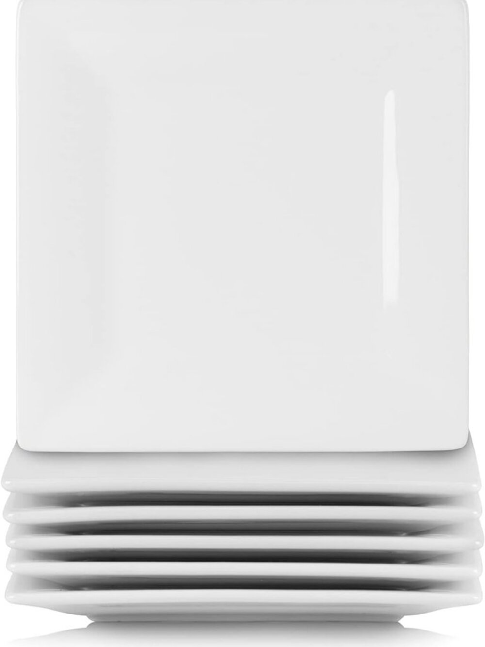 Set of 6 White Ceramic 6" Square Appetizer Plates - Elegant Dining Essentials